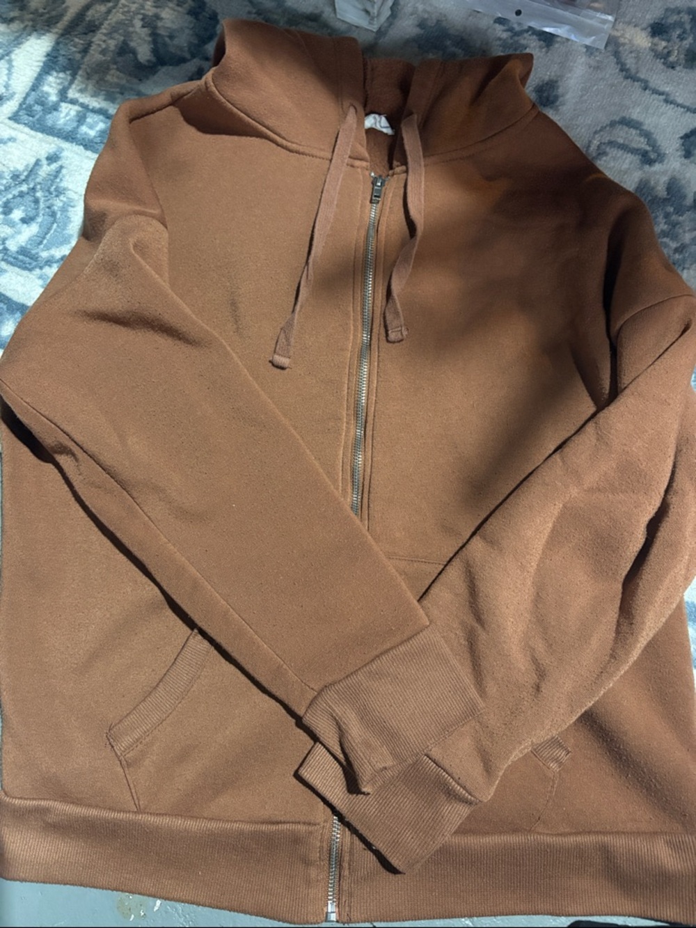 T.J.Maxx Brown Full-Zip Hoodie with Drawstrings